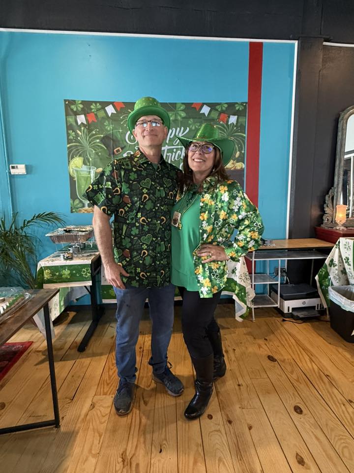 Nancy and Mark Bergeron celebrating St. Patrick's Day